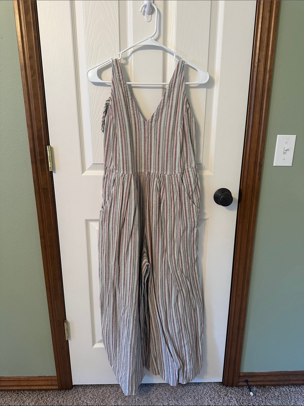 Free People Multicolor Striped V-Neck Wide-Leg Jumpsuit